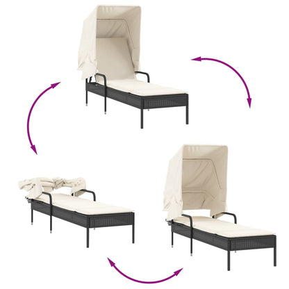 Lettini Prendisole 2 pz con Baldacchino e Tavolino Polyrattan | homemem39