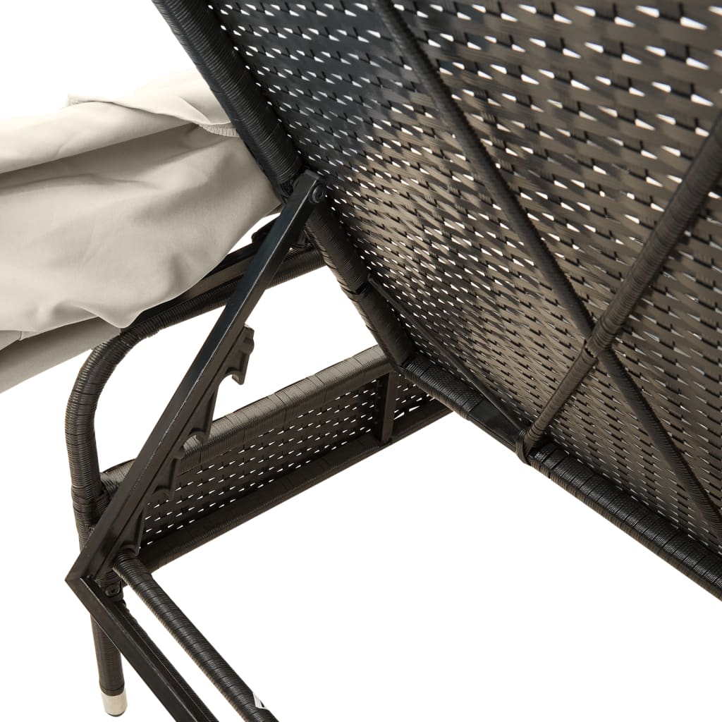 Lettini Prendisole 2 pz con Baldacchino e Tavolino Polyrattan | homemem39