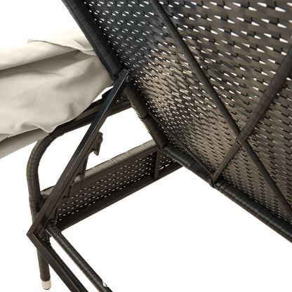 Lettini Prendisole 2 pz con Baldacchino e Tavolino Polyrattan | homemem39