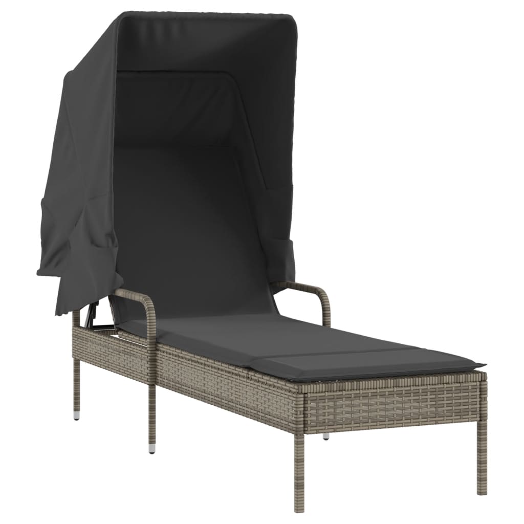 Lettini Prendisole 2 pz con Baldacchino e Tavolino Polyrattan | homemem39