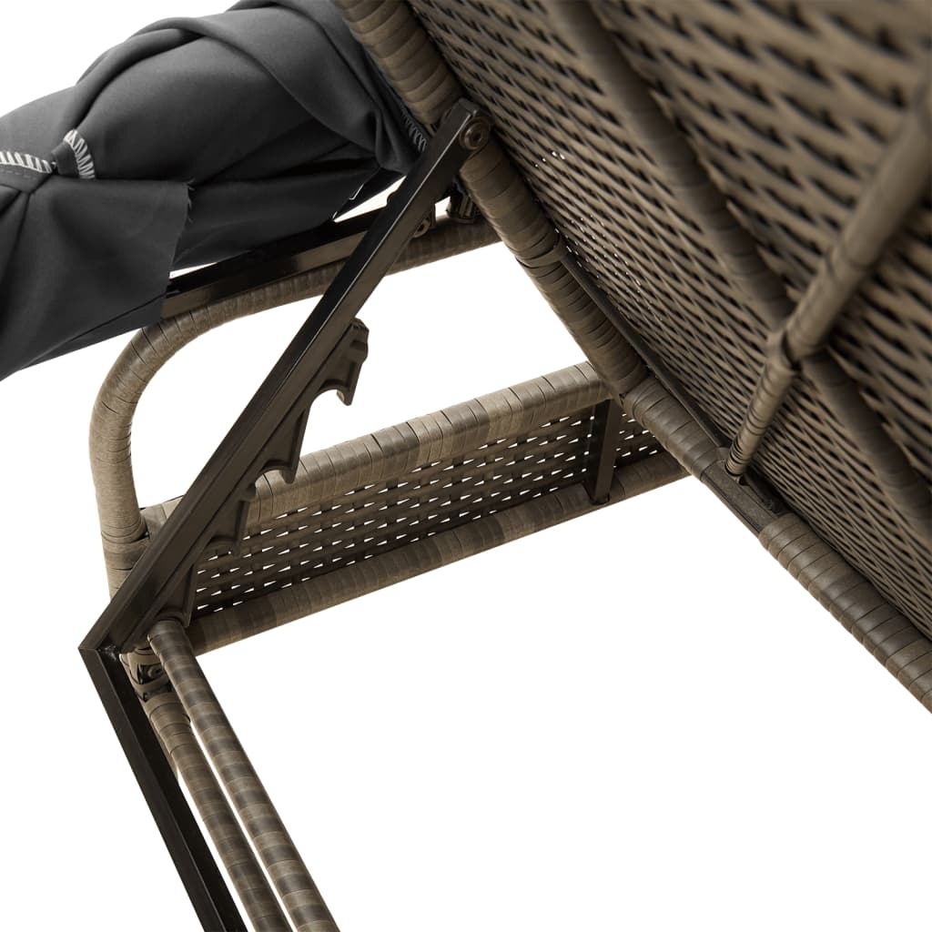 Lettini Prendisole 2 pz con Baldacchino e Tavolino Polyrattan | homemem39