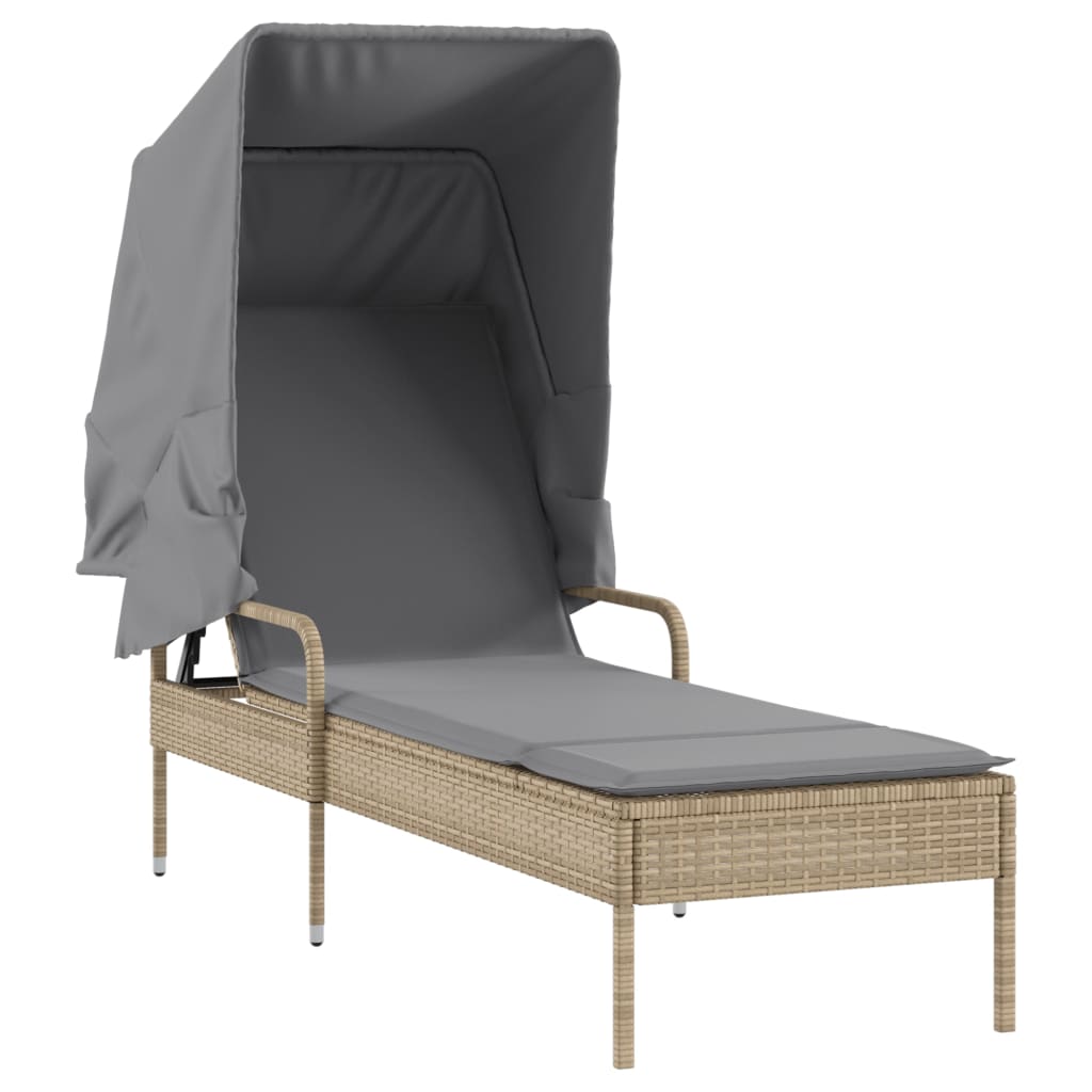 Lettini Prendisole 2 pz con Baldacchino e Tavolino Polyrattan | homemem39
