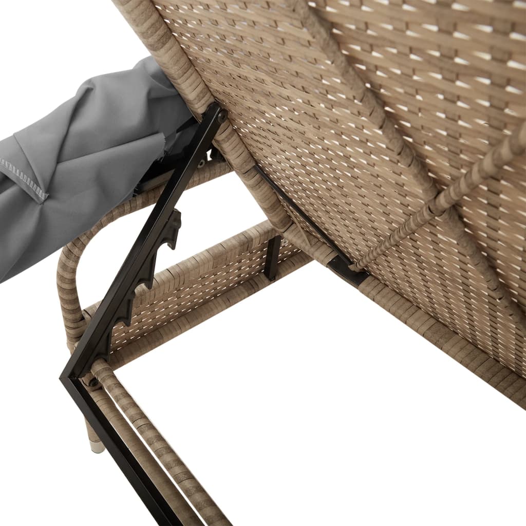 Lettini Prendisole 2 pz con Baldacchino e Tavolino Polyrattan | homemem39