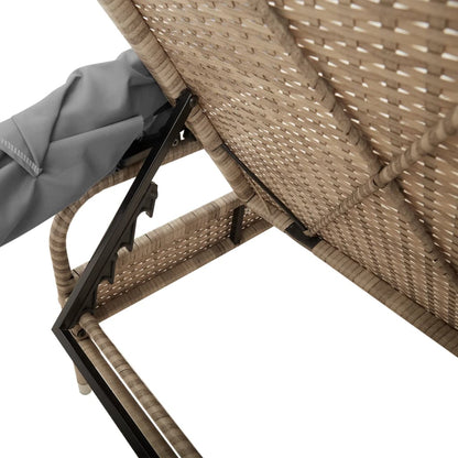 Lettini Prendisole 2 pz con Baldacchino e Tavolino Polyrattan | homemem39