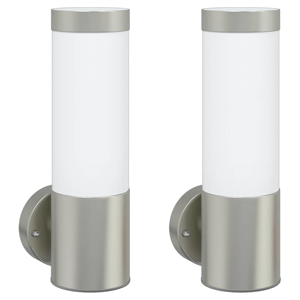 Lampade da Parete Esterne 2 pcs Argento 12 x 7.5 x 27 cm