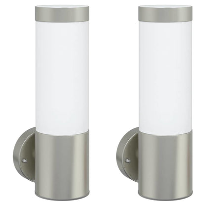 Lampade da Parete Esterne 2 pcs Argento 12 x 7.5 x 27 cm