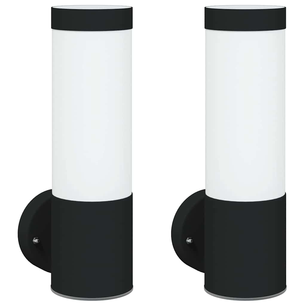 Lampade da Parete Esterne 2 pcs Nero 12 x 7.5 x 27 cm