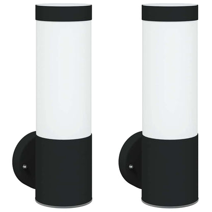 Lampade da Parete Esterne 2 pcs Nero 12 x 7.5 x 27 cm