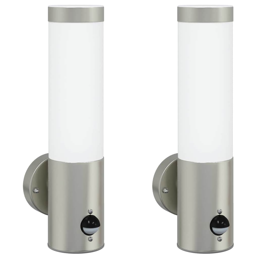 Lampade da Parete Esterne 2 pcs Argento 12 x 7.5 x 29 cm