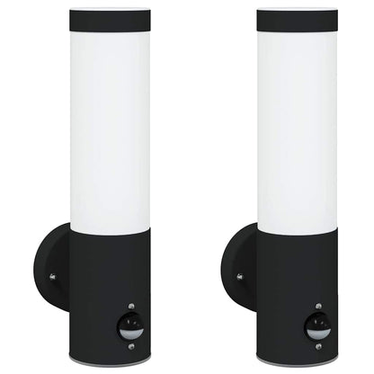 Lampade da Parete Esterne 2 pcs Nero 12 x 7.5 x 29 cm