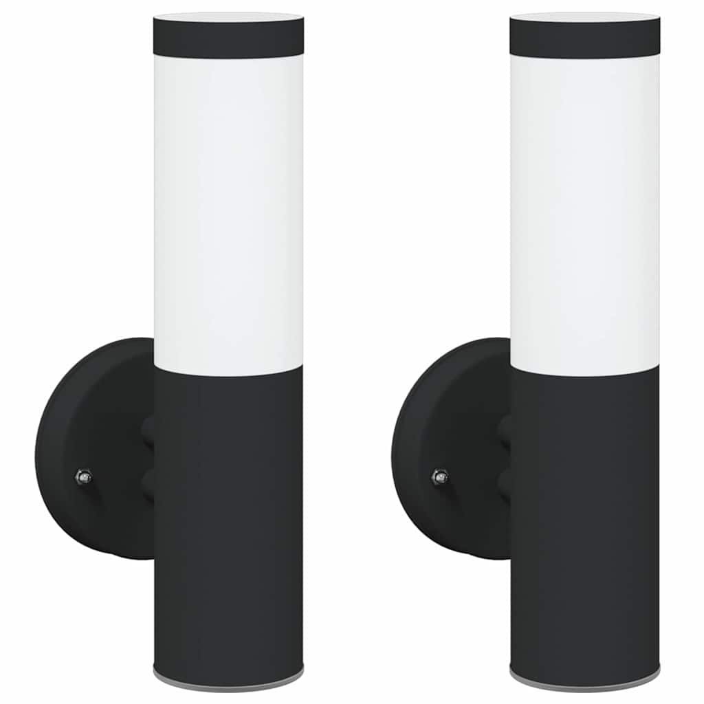 Lampada da Parete Esterna 2 pcs Nero 15 x 7,5 x 33 cm
