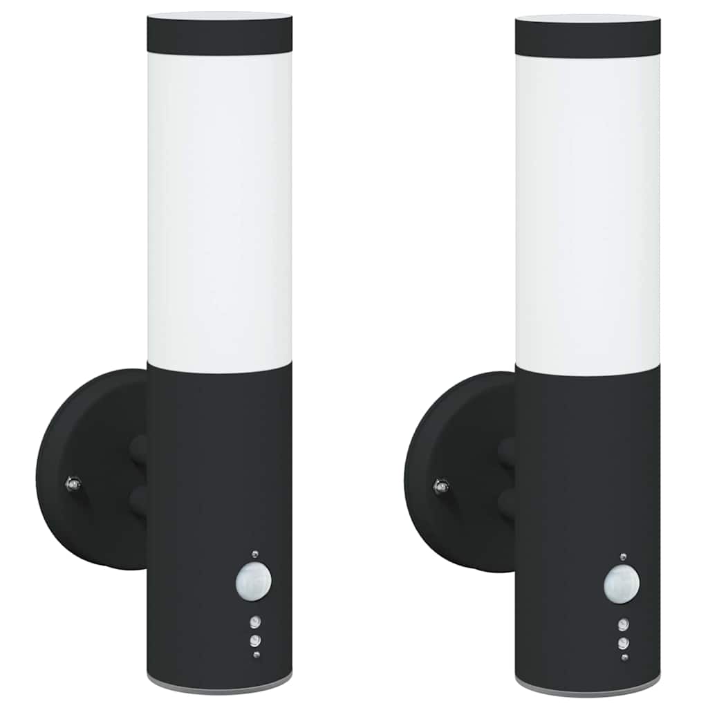 Lampada da Parete Esterna 2 pcs Nero 15 x 7,5 x 33 cm