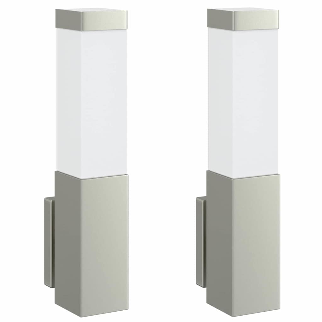 Lampade da Parete Esterne 2 pcs Argento 10.5 x 6 x 35 cm