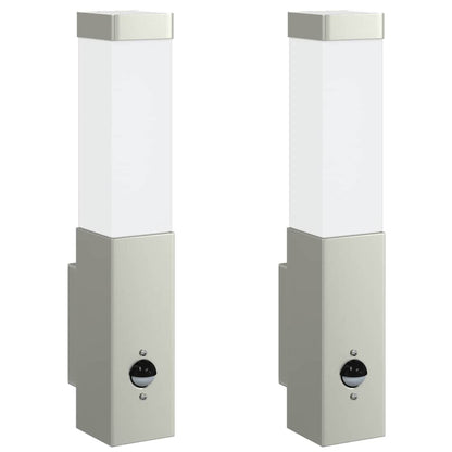 Lampade da Parete Esterne 2 pcs Argento 10.5 x 6 x 35 cm