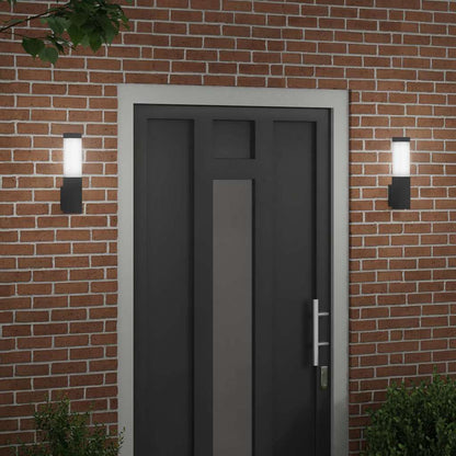 Lampade da Parete Esterne 2 pcs Nero 10.5 x 6 x 35 cm