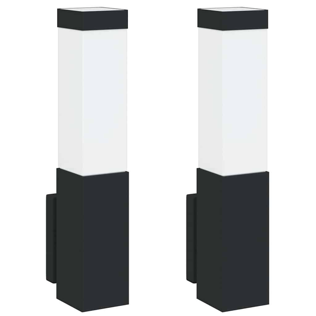 Lampade da Parete Esterne 2 pcs Nero 10.5 x 6 x 35 cm