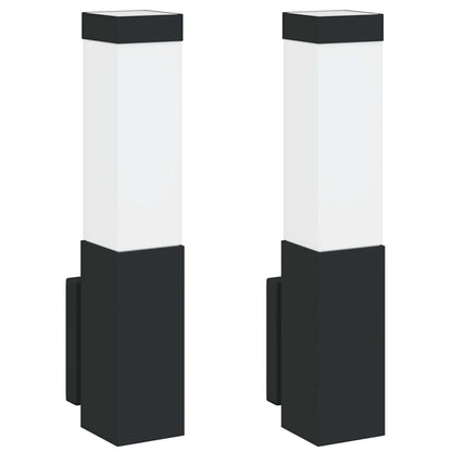 Lampade da Parete Esterne 2 pcs Nero 10.5 x 6 x 35 cm