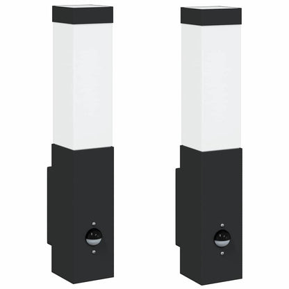 Lampade da Parete Esterne 2 pcs Nero 10.5 x 6 x 35 cm