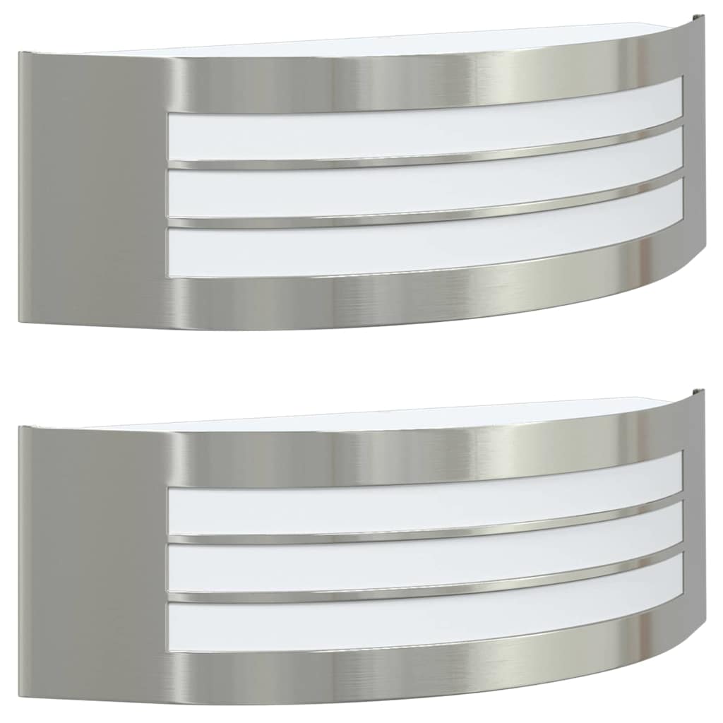 Lampade da Parete Esterne 2 pcs Argento 32 x 10 x 10 cm