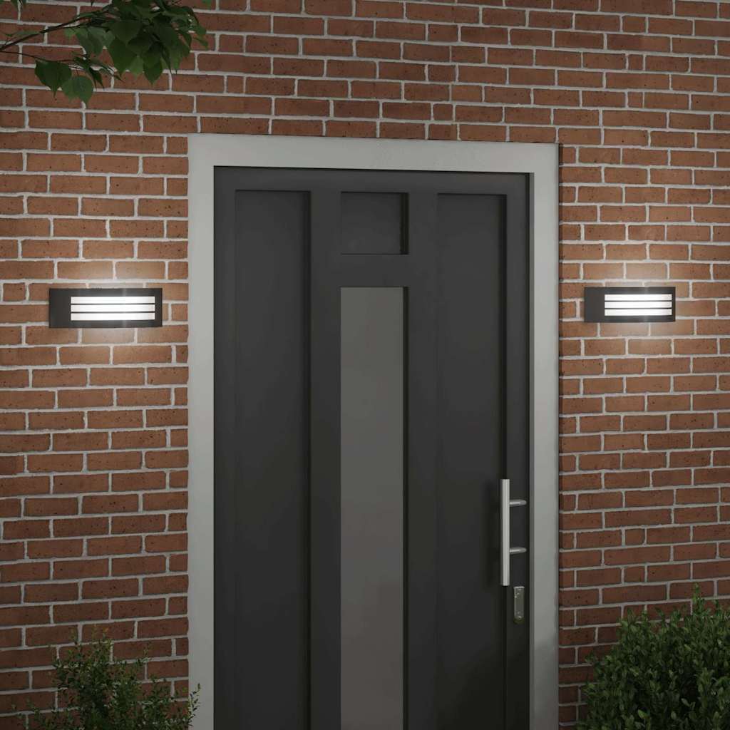 Lampade da Parete Esterne 2 pcs Nero 32 x 10 x 10 cm