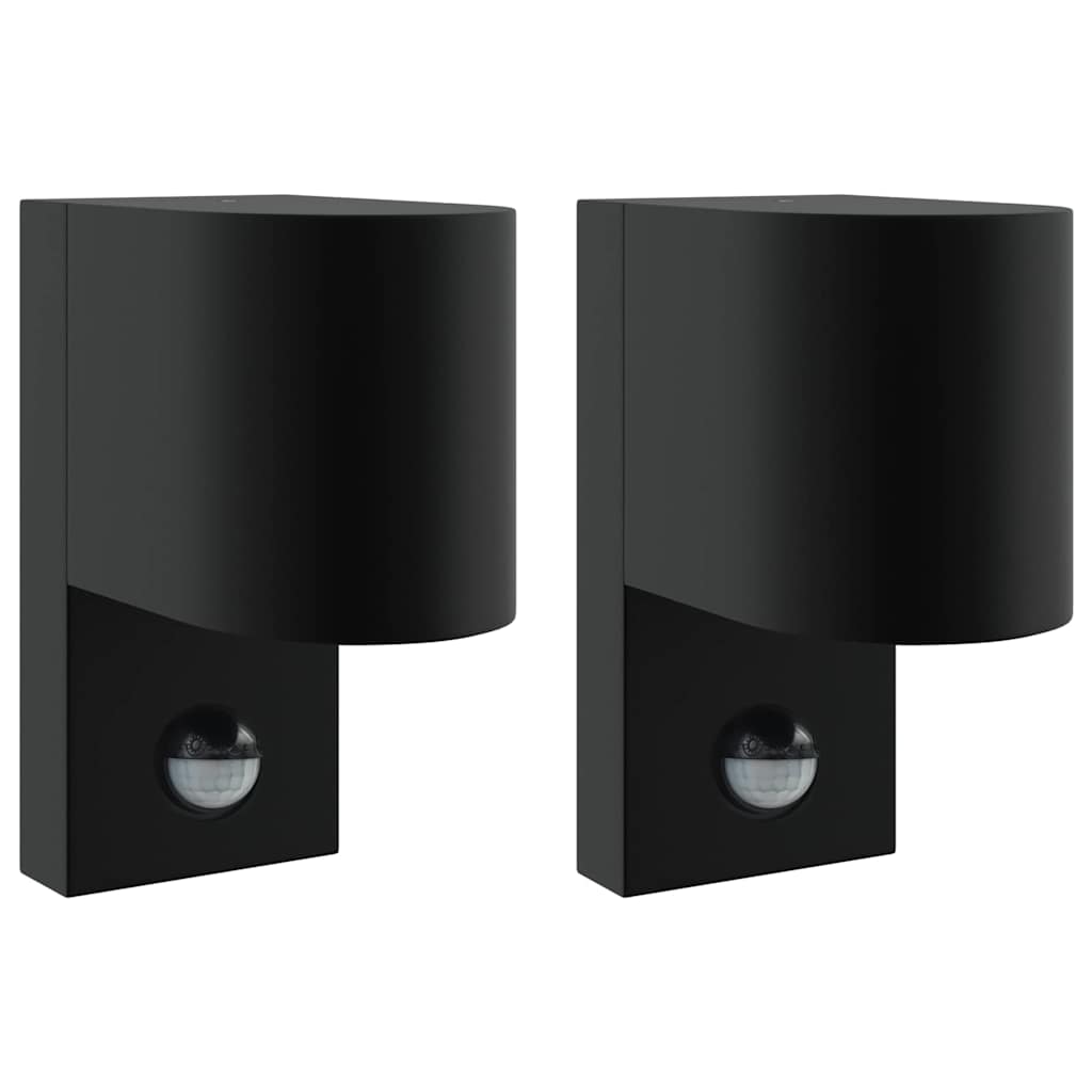 Lampade da Parete Esterne 2 pcs Nero 12 x 7 x 15 cm