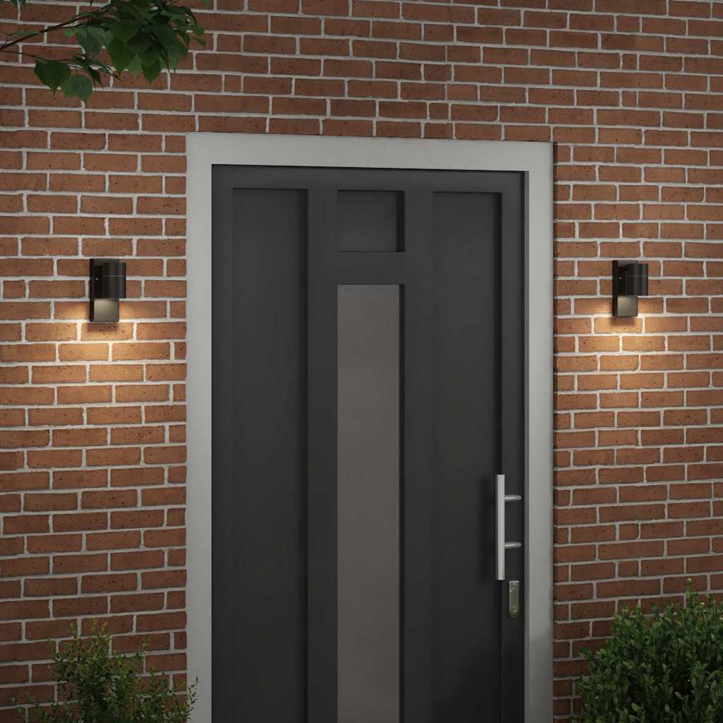 Lampade da Parete Esterne 2 pcs Nero 6.5 x 10.5 x 16 cm