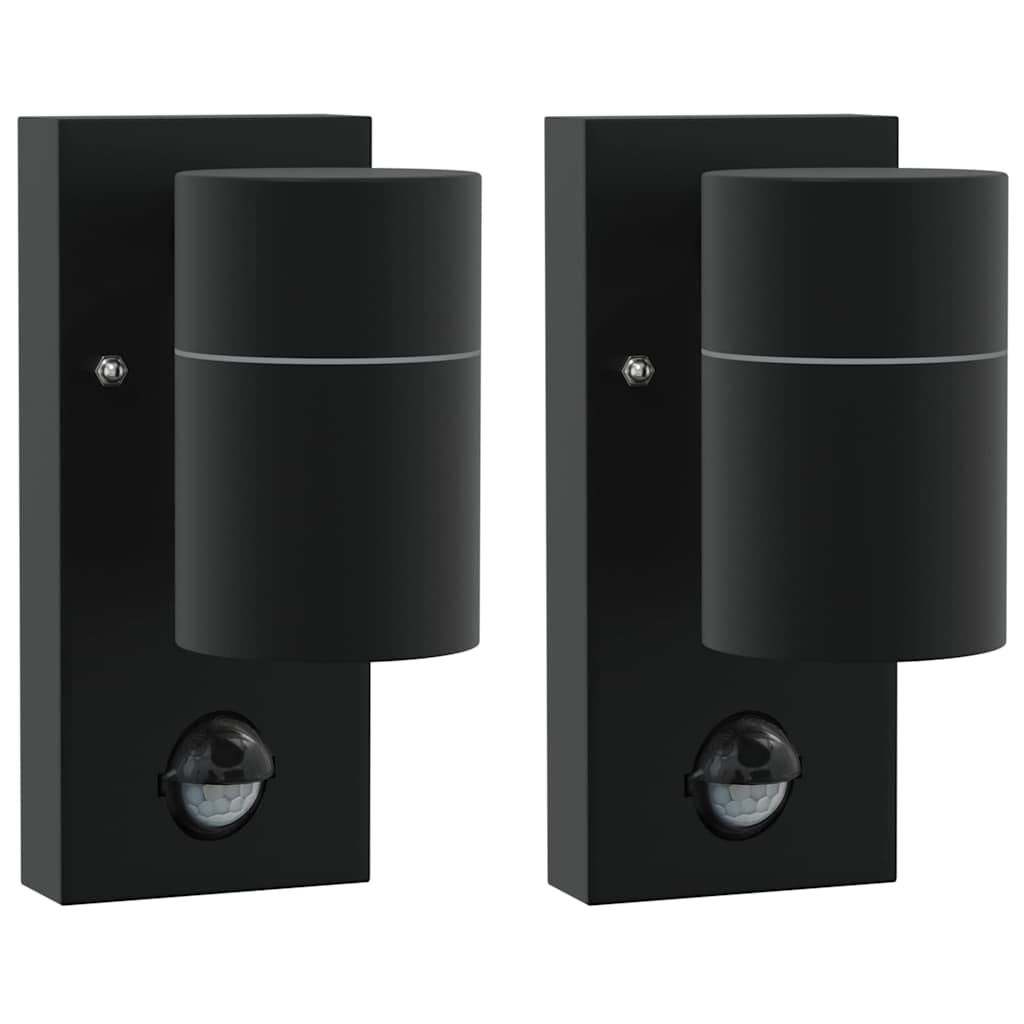 Lampade da Parete Esterne 2 pcs Nero 6.5 x 10.5 x 16 cm