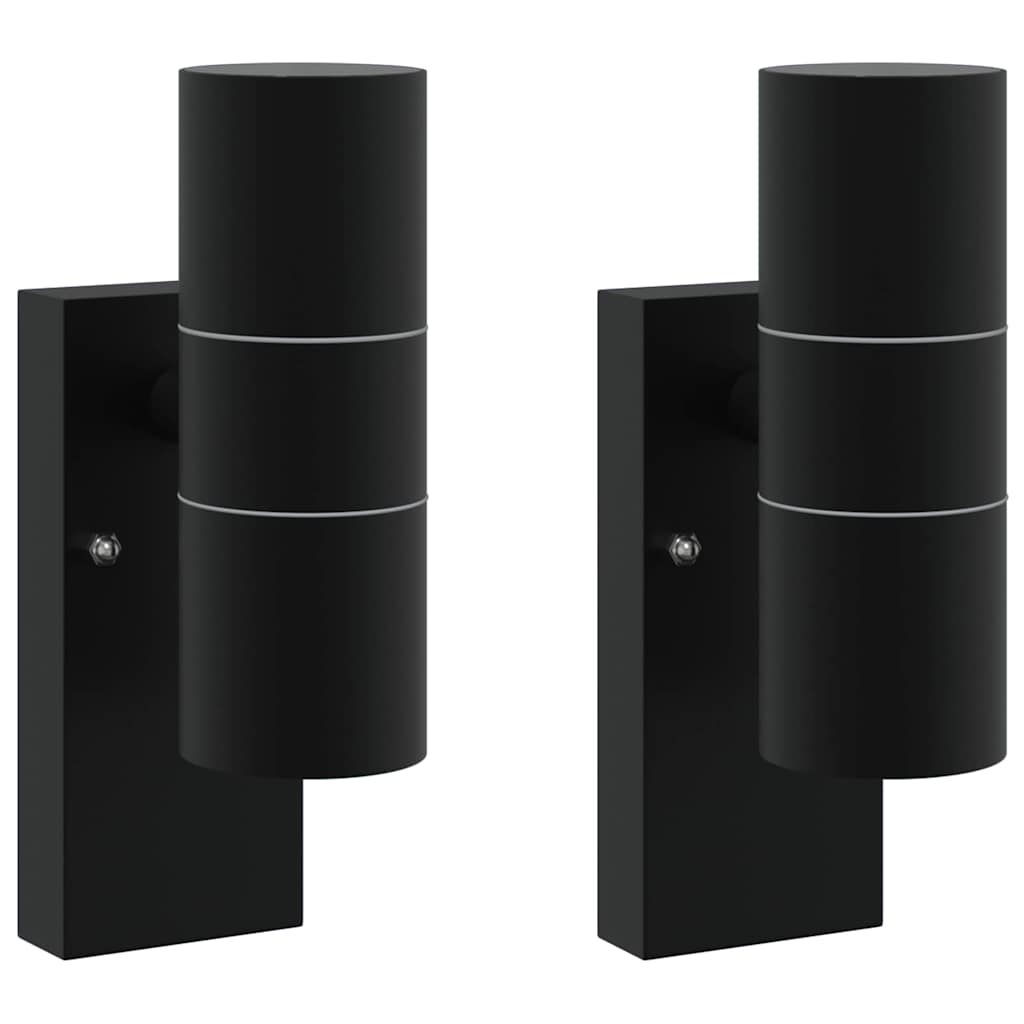 Lampade da Parete Esterne 2 pcs Nero 7 x 10 x 22 cm