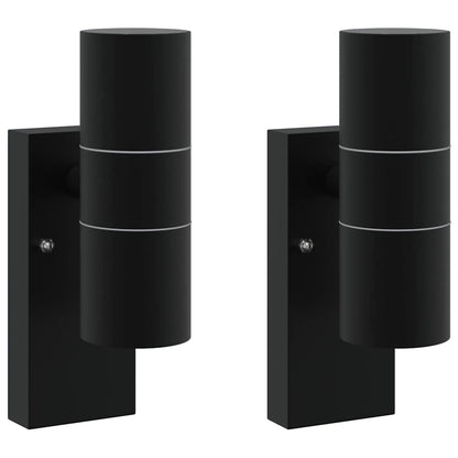 Lampade da Parete Esterne 2 pcs Nero 7 x 10 x 22 cm