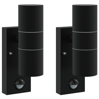 Lampade da Parete Esterne 2 pcs Nero 7 x 10 x 22 cm