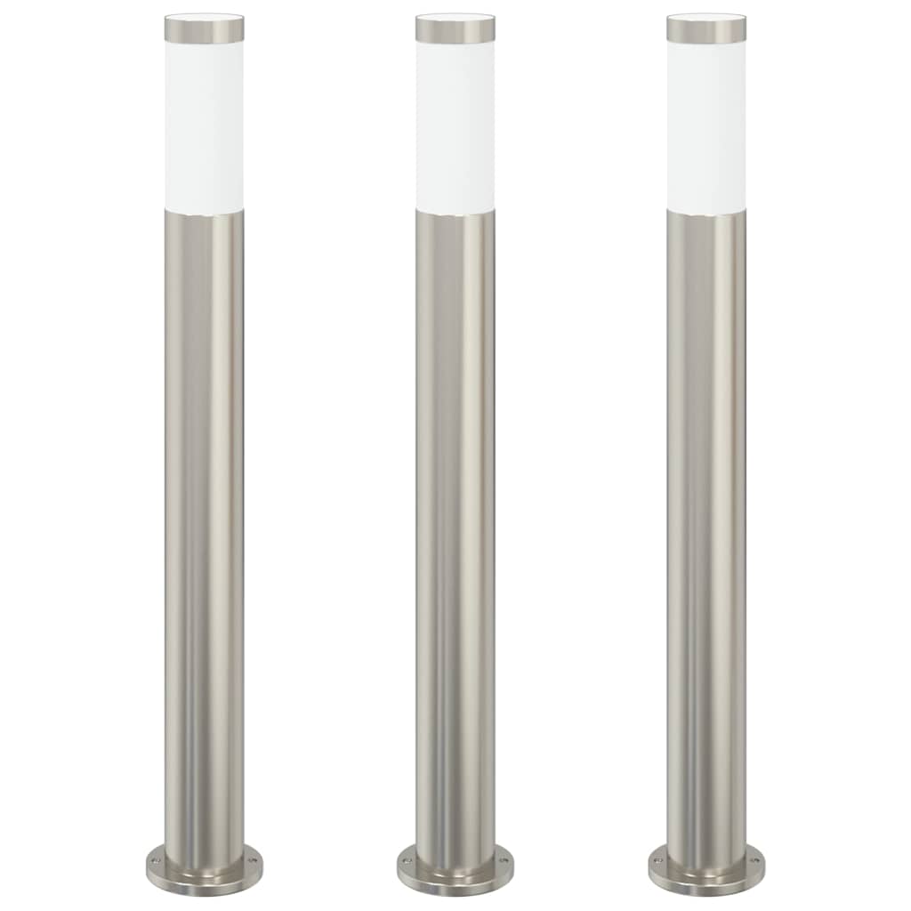 Lampioni a palo 3 pz 80 cm Acciaio Inox IP44 | homemem39