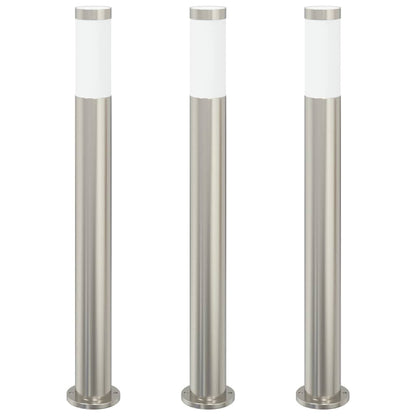 Lampioni a palo 3 pz 80 cm Acciaio Inox IP44 | homemem39