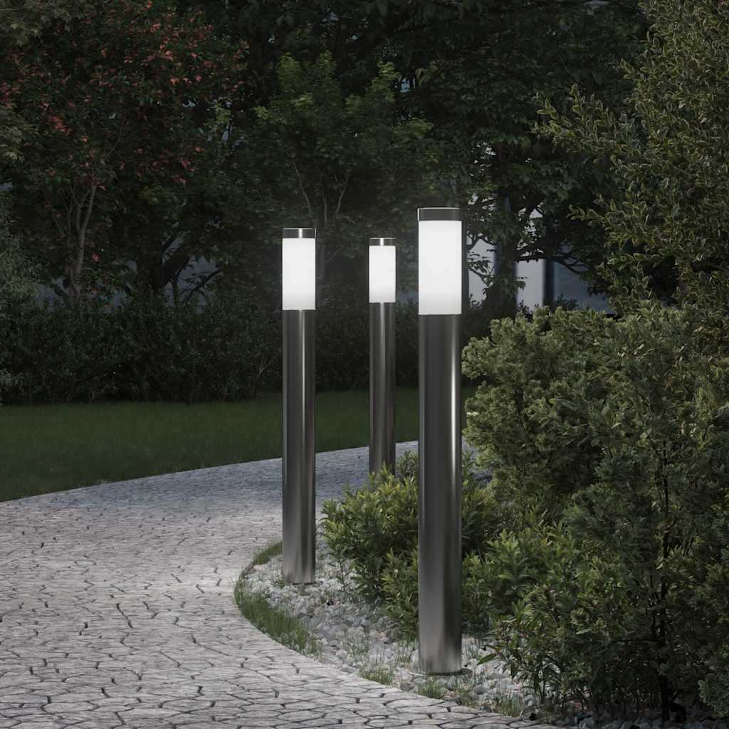 Lampioni a palo 3 pz 80 cm Acciaio Inox IP44 | homemem39