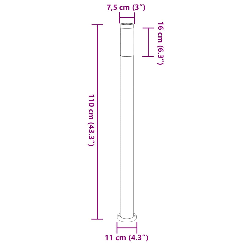 Lampada a paletto 110 cm in Acciaio Inox IP44 | homemem39