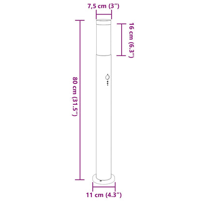 Lampada a paletto con sensore 80 cm Acciaio Inox IP44 | homemem39