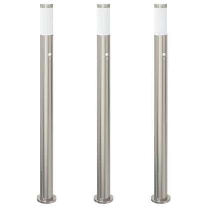 Lampioni a paletto con sensore 3 pz 110 cm Acciaio Inox IP44