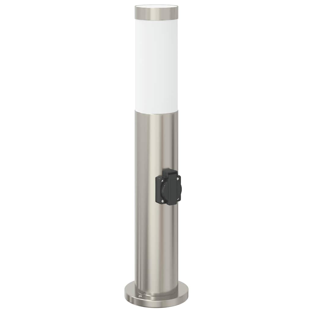 Lampada a paletto con presa elettrica 50 cm Acciaio Inox IP44 | homemem39