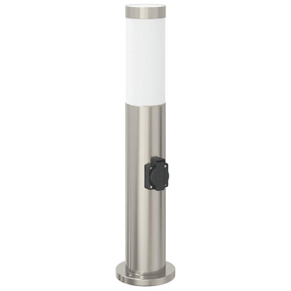 Lampada a paletto con presa elettrica 50 cm Acciaio Inox IP44 | homemem39