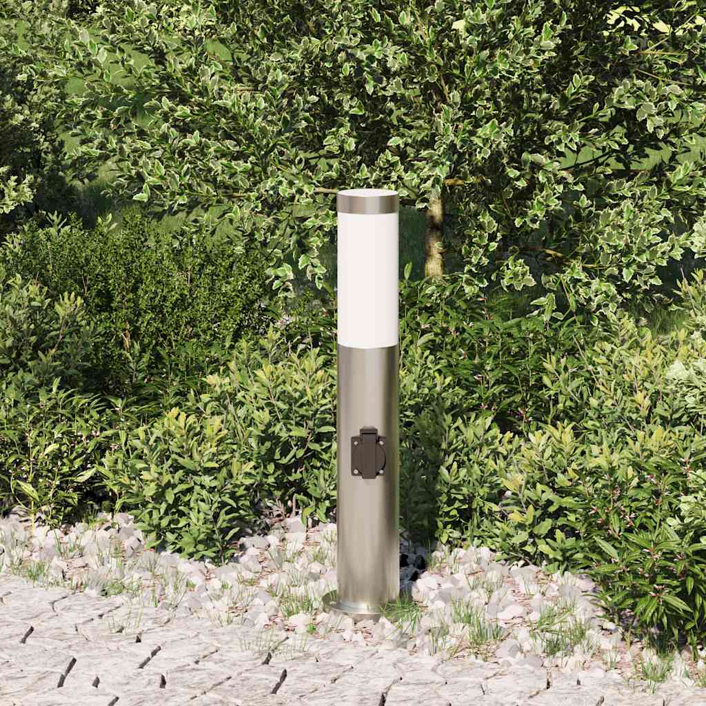 Lampada a paletto con presa elettrica 50 cm Acciaio Inox IP44 | homemem39