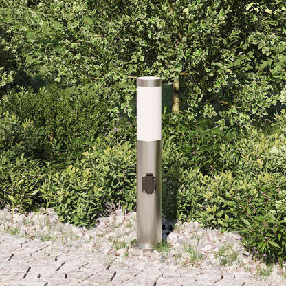 Lampada a paletto con presa elettrica 50 cm Acciaio Inox IP44 | homemem39