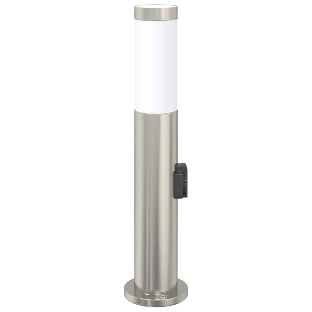 Lampada a paletto con presa elettrica 50 cm Acciaio Inox IP44