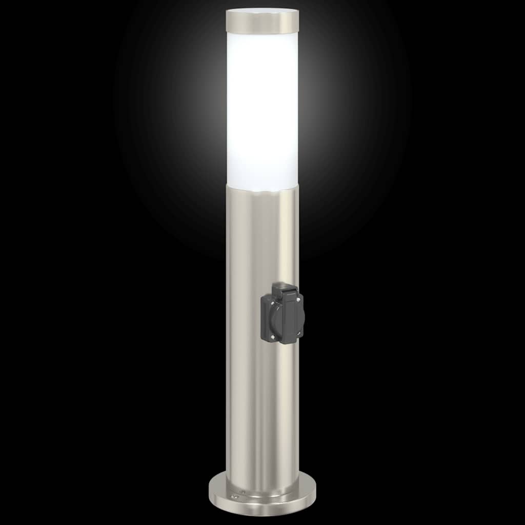 Lampada a paletto con presa elettrica 50 cm Acciaio Inox IP44 | homemem39