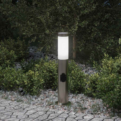 Lampada a paletto con presa elettrica 50 cm Acciaio Inox IP44 | homemem39