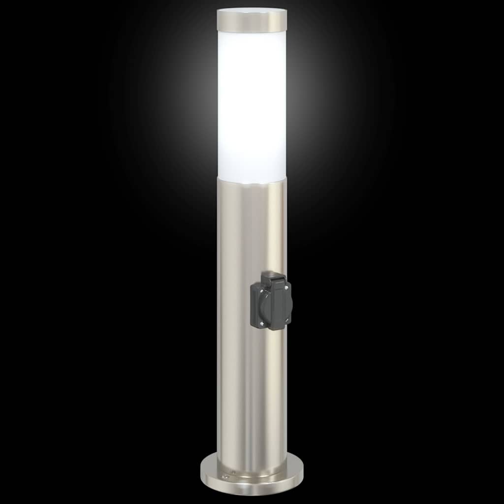 Lampioni a palo con presa elettrica 3 pz 50 cm Acciaio Inox IP44 | homemem39