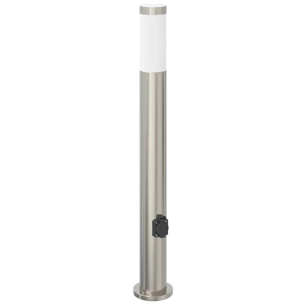Lampada a paletto con presa elettrica 80 cm Acciaio Inox IP44 | homemem39