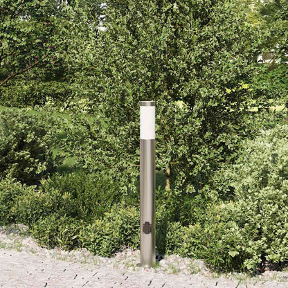 Lampada a paletto con presa elettrica 80 cm Acciaio Inox IP44 | homemem39