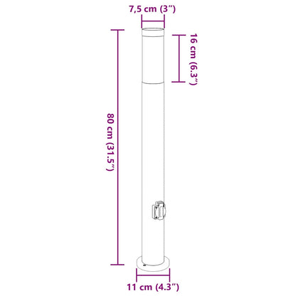 Lampioni a palo con presa elettrica 3 pz 80 cm Acciaio Inox IP44 | homemem39