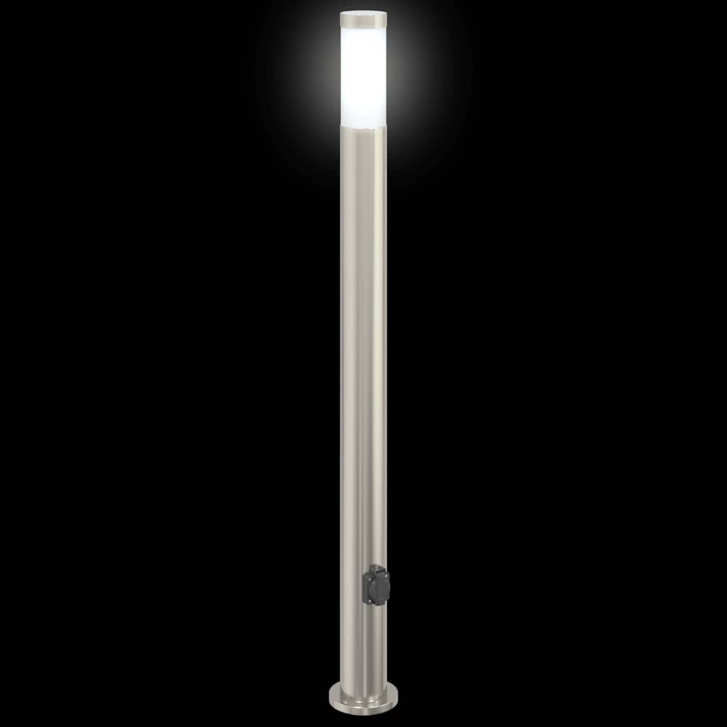 Lampada a paletto con presa elettrica 110 cm Acciaio Inox IP44 | homemem39