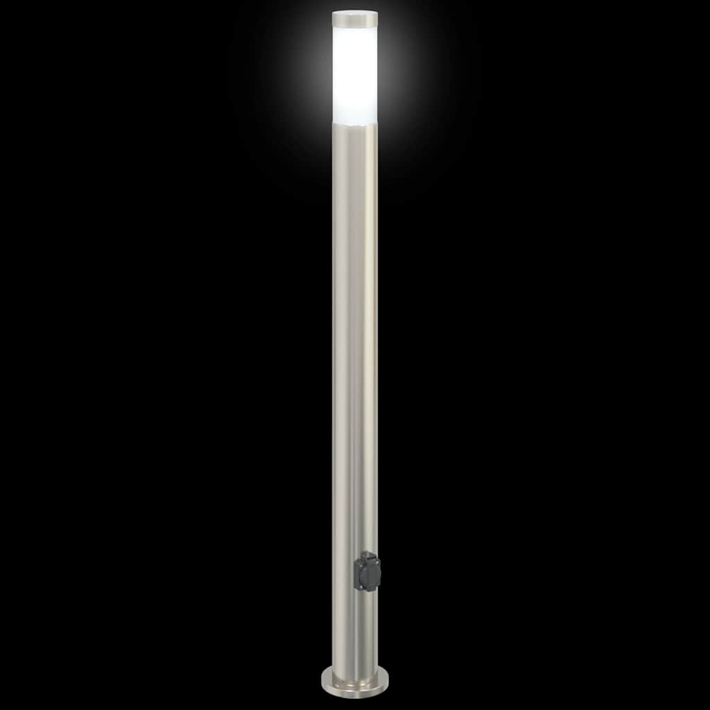 Lampada a paletto con presa elettrica 110 cm Acciaio Inox IP44