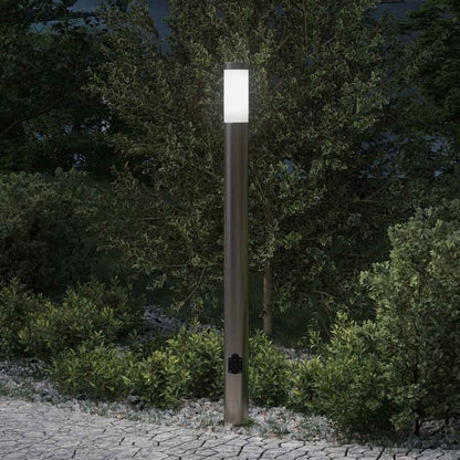 Lampada a paletto con presa elettrica 110 cm Acciaio Inox IP44